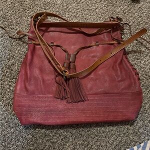 Free People Burgundy Leather Shoulder Bag